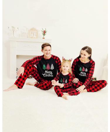 Amissz Christmas Family Pyjamas Set | Matching Holiday Sleepwear for Adults, Kids & Baby | Black Xmas Nightwear | Size 6-7 Years - Buy Online on SooperMarket.com
