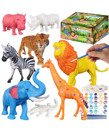 Yileqi Safari Animal Painting Kit for Kids Crafts and Arts Set  Jumbo Jungle Animal Toy Art and Crafts for Boys Girls Age 4 5 6 7 8 Years Old  DIY Art Supplies Paint for Kid Activities Birthday Gift