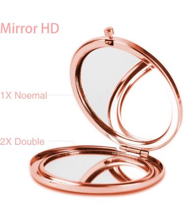 Dynippy Round Rose Gold Compact Mirror - Double-Sided Magnification for Woman, Mother, Kids - Portable Hand Mirror - Great Gift (Eiffel Tower) - Buy Online on SooperMarket.com