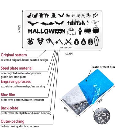 RUNRAYAY 4Pcs Halloween Nail Stamp Plates Nail Art Stamping Templates Plate for Diy Nail Decoration Spider Web/Pumpkin/Withered Tree Design Nail Supplies - Buy Online on SooperMarket.com