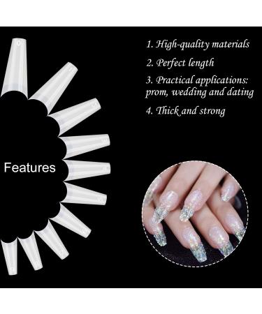 1000PCS Curved Long Coffin Nail Tips - Half Cover Ballerina Fake Nails for DIY Mani-Pedi | 10 Sizes - Perfect for Nail Studios - Buy Online on SooperMarket.com