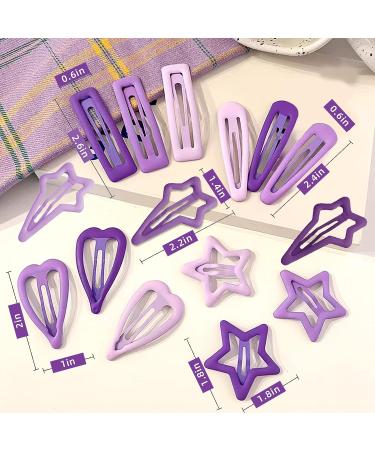 15 PCS Star Hair Clips - Non-Slip Metal Barrettes for Girls in Purple Geometric Pattern - Buy Online on SooperMarket.com