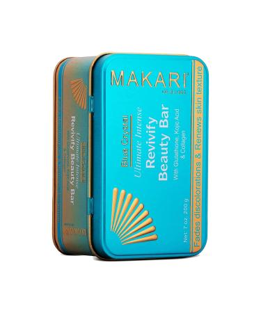 Makari Ultimate Intense Blue Crystal Revivify Beauty Bar Soap 7 oz | Exfoliating Bar Soap for Women and Men | Brightening Bath Soap and Exfoliating Soap Bar with Glutathione  Kojic Acid  and Collagen