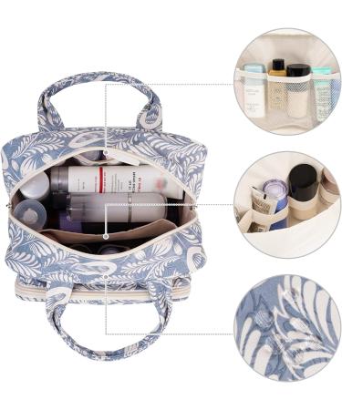 Large Blue Leaf Toiletry Bag - Travel Makeup Organizer for Women - Buy Online on SooperMarket.com