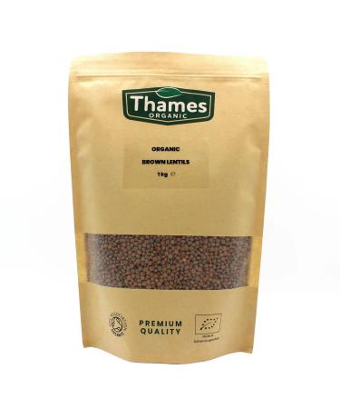 Organic Brown Lentils 1kg - High Fibre High Protein No Additives No Preservatives Raw Vegan GMO-Free - Perfect for Soups Salads and Curries - Nutritious and Flavorful - Thames Organic