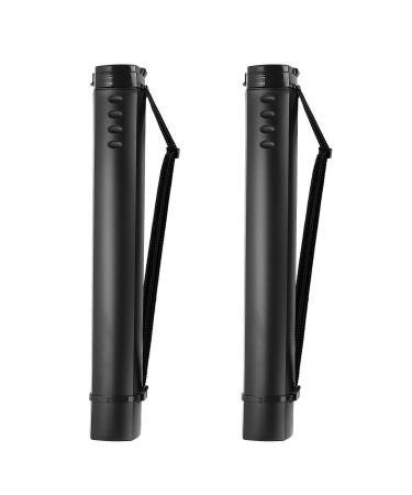 2-Pack Extendable Poster Tubes Expand from 24.5 to 40 with Shoulder Strap | Carry Documents Blueprints Drawings and Art | Black Portable Durable Round Storage Cases with Lids and Labels