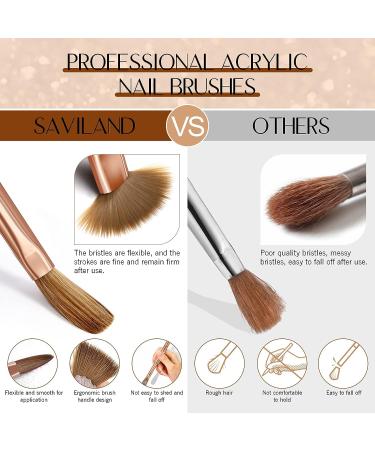 Saviland 7 PCS Kolinsky Acrylic Nail Brush Set for Acrylic Application - Golden Brushes for Nail Extension, Carving - Home DIY and Salon Use - Sizes 4/6/8/10/12/14/16 - Buy Online on SooperMarket.com