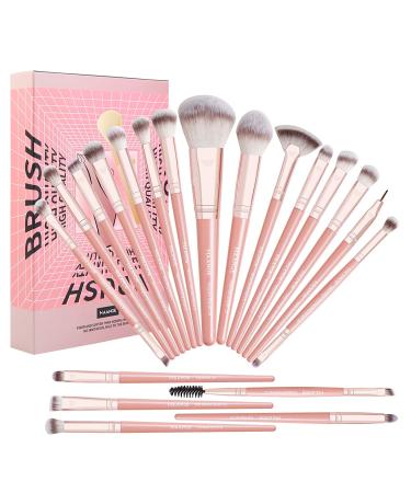 Make up brush set 20pcs Professional cosmetic brush Set Foundation eyeshadow Rouge make-up brush travel kabuki mixture-concealer face powder eyes brush set make-up with gift box (pink)