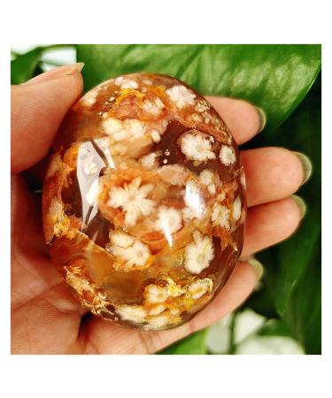 Natural Crystal Rough Crystals Natural Stone Cherry Blossom Agate Crystal Palm Ornaments Home Room Decor Spiritual Reiki Crystals (Color : 100-110g)