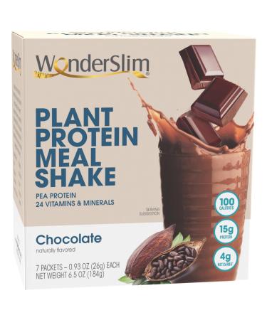WonderSlim Plant Based Meal Replacement Shake Chocolate 15g Protein Keto Friendly & Low Carb Low Sugar Gluten Soy & Dairy Free (7ct) Chocolate 0.95 Ounce (Pack of 7)