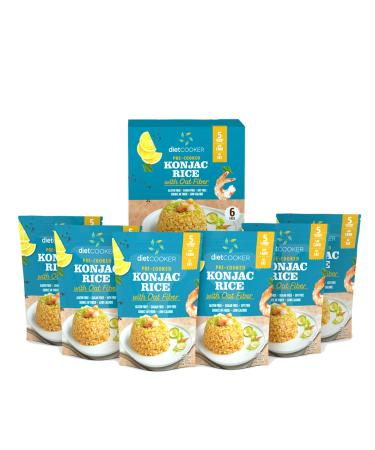 Shirataki Rice DIET COOKER Konjac Rice 6 Pack Inside Keto & Vegan Friendly 9.52 oz Odor Free Low Calorie Zero Net Carbs Slim Rice Healthy Diet Food with Oat Fiber Oat Rice 9.52 Ounce (Pack of 6)