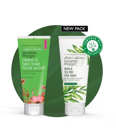 Aroma Magic Neem & Tea Tree Face Wash with Niacinamide | Deep Cleansing Pore Tightening | Acne Control Facial Cleanser | 1.69 Fl Oz - Shop Now - Buy Online on SooperMarket.com