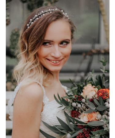 SWEETV Pearl Wedding Headband - Silver Double Band Bridal Tiara Hair Accessory - Buy Online on SooperMarket.com