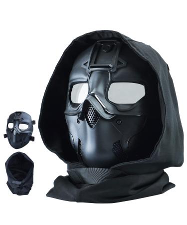 Guayma Airsoft Mask Balaclava Face Mask Military Outdoor Sport CS Tactical Wild Mask Protective Paintball Eye Protection Headgear Mask Adjustable Cosplay Costume Movie Shooting Black