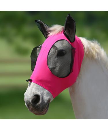 Harrison Howard Stretable horse mask with large recesses for the eyes UV protection very comfortable gently to the skin breathable ros -pink size XL Extra-Full (extra large) pink