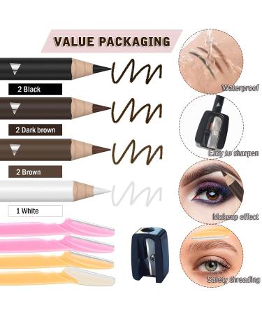 7Pcs Multicolor Waterproof Eyebrow Pencil & Eyeliner Set - Long Lasting Smudge Proof Makeup for Women - Buy Online on SooperMarket.com