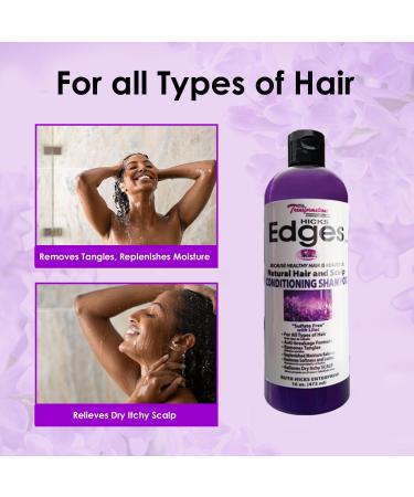 Hicks Edges Natural Hair & Scalp Conditioning Shampoo with Lilac - 16 oz | Shop Internationally for Healthy Hair - Buy Online on SooperMarket.com