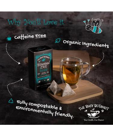 Stressed Out Herbal Tea with Valerian Root Camomile and Ashwagandha - Caffeine Free Decaffeinated - 2 x 15 Individual Tea Bags by The Busy Botanist - Buy Online on SooperMarket.com