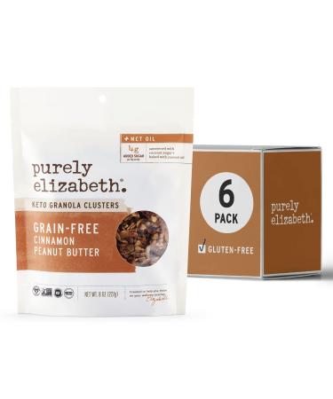 Purely Elizabeth Grain-Free Granola + Baked With MCT Oil - Paleo + Keto Certified - Vegan & Gluten-Free | No Refined Sugar - Cinnamon Peanut Butter - 8oz Cinnamon Peanut Butter 8 Ounce (Pack of 6)