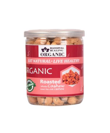 Blessfull Healing Organic Natural Vegan Sweet Thai Chilli Roasted Whole Cashew Nuts Crunchy Kaju 300 Gram