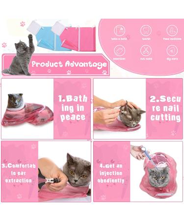 7-Piece Cat Bathing Bag Set with Grooming Glove, Nail Clipper, Feeder - Bright Colors - Buy Online on SooperMarket.com