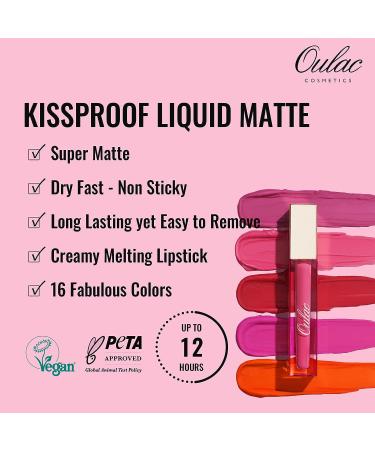 Oulac Matte Liquid Red Lipstick for Women - Long Lasting Deep Red Lip Gloss | Waterproof, Non-Stick Cup, Vegan & Cruelty-Free - M01 Kiss Me Now - Buy Online on SooperMarket.com