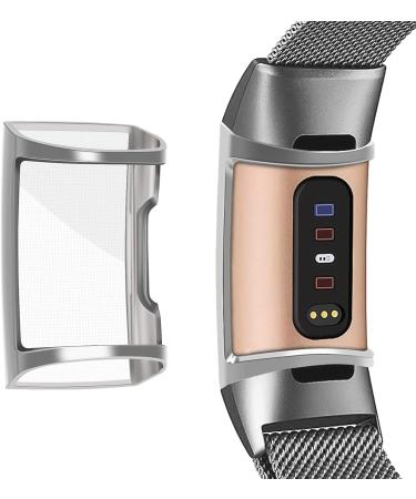 Fintie 3 Pack Screen Protector & Case for Fitbit Charge 3 - Full Protective Bumper Shell in Black, Clear, Silver - Buy Online on SooperMarket.com