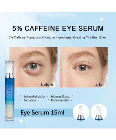 5% Caffeine Eye Serum - Reduce Dark Circles & Puffiness Anti-Aging Under Eye Cream with 360 Massage Roller - International Shipping Available - Buy Online on SooperMarket.com