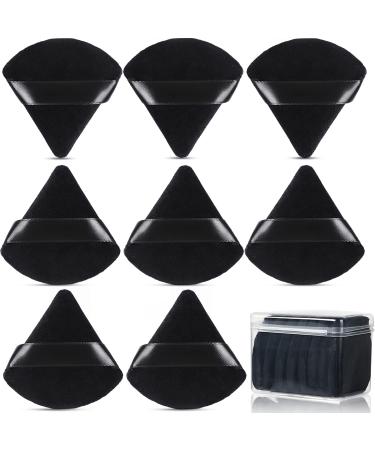 8 Pcs Cotton Powder Puff Face JASSINS Triangle super soft Both dry and wet Makeup Setting Puff For Concealer/Loose Powder/Body Powder/Foundation/Blush Makeup Sponge Set (Black)