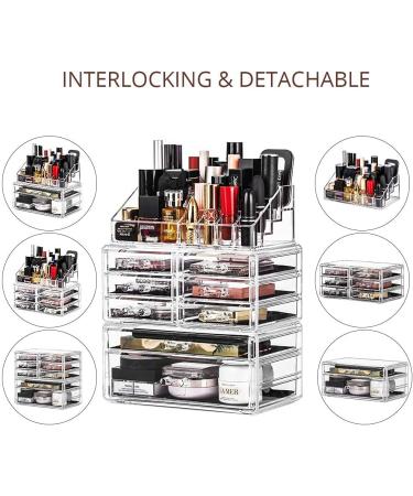DreamGenius 3-Piece Acrylic Makeup Organizer Set with 8 Drawers - Stackable Vanity and Bathroom Cosmetic Storage - Buy Online on SooperMarket.com