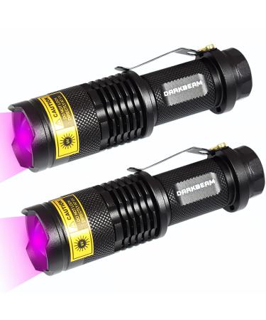 Darkbeam UV flashlight 395 Nm UV-LED light black light Woodsche lamp portable 400 mini detector for dogs/cats urine pet stains anti-counterfeiting identification resin hardening 2 pieces 395 SK68 flashlight (2 pack)