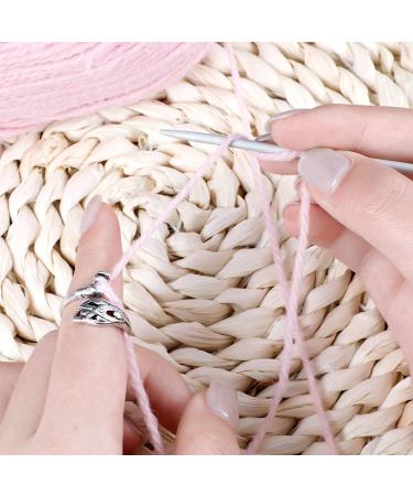 Faster Knitting with 3 Adjustable Knitting Loop Rings - Yarn Guide, Finger Thimble, Peacock, Fish & Braided Rings - Buy Online on SooperMarket.com