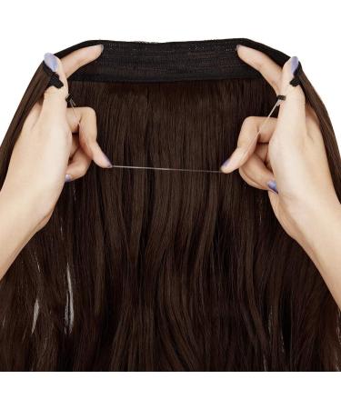 Halo Hair Extensions 20 inch Curly Wavy Hidden Crown - Medium Brown - Buy Online on SooperMarket.com