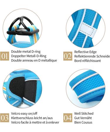 Heele Dog Harness for Small & Medium Dogs | Adjustable Reflective Soft Mesh Breastplate | Breathable Sky Blue Puppy Harness - Buy Online on SooperMarket.com