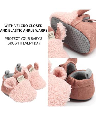 TMEOG Baby Booties Slippers - Infant Boots for Boys and Girls 6-12 Months - F Pink Sheep | Winter Sock Crib Shoes for Newborns | First Walking Shoes 0-18 Months - Buy Online on SooperMarket.com
