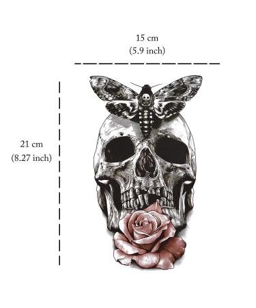 Yesallwas Skull Temporary Tattoo 6 Sheets - Waterproof Fake Tattoos for Men & Teens - Arms, Shoulders, Chest & Back - Crown, Gun, Tree, Tribal Feather, Clock - Long Lasting Stickers - Buy Online on SooperMarket.com