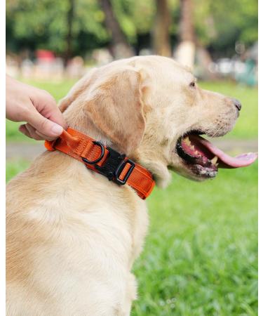 Joytale Tactical Dog Collar for Large Dogs | Durable Orange Dog Collar with Handle & QR Code Tag | Shop Now! - Buy Online on SooperMarket.com