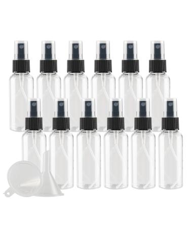 TIANZD 24 Pieces Empty 50 ml Clear PET Plastic Fine Mist Pump Spray Bottles with Black Top Portable Sprayer for Perfume Water Cosmetic Travel Containers Refillable 2x Funnel
