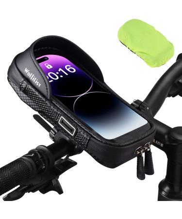 Wolfilist mobile phone holder bike waterproof bicycle steering pockets motorcycle handlebar pocket mobile phone holder bicycle bag frame bag bike cell phone bracket steering bag for 5.5-7 inch smartphone aero ace