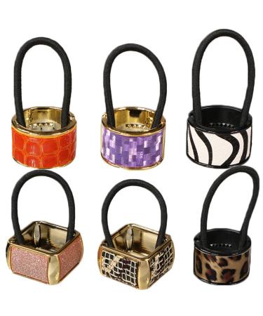 kilofly 6pcs Ponytail Holder Elastic Hair Bands Set Hair Ties Styling Kit