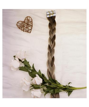Laavoo Real Hair Tape In Extensions | Blond Ombre & Brown Balayage | 60cm Virgin Real Hair | 5pcs 12.5g #4/27/4 - Buy Online on SooperMarket.com