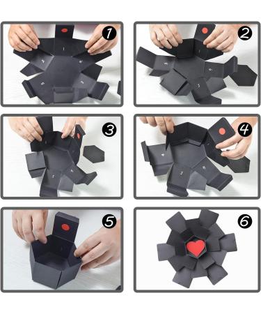 Wanateber Explosion Box DIY Handmade Photo Box for Birthday, Anniversary, Valentine's Day, Wedding - Black - Buy Online on SooperMarket.com