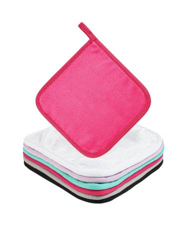 URAQT 6 Pack Face Cloths Make Up Remover 7.87 * 7.87in Soft Microfibre Face Wipes for Reusable Makeup Remover Cloth Washable Ultra Soft Facial Cleansing Wipe Cloths (Multi-Color) 6 Pcs-multi-colored