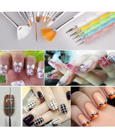 Lanlousy 20 Pieces Nail Art Brushes with 1 Piece Nail Tips Nail Supplies Nail Palette Polish Palette Manicure Design Tools White - Buy Online on SooperMarket.com