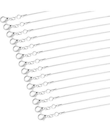 Paxcoo 30 Pack Necklace Jewelry Chain Bulk Silver Snake Chain Necklace for Jewelry Making 1.2 mm (22 Inches)