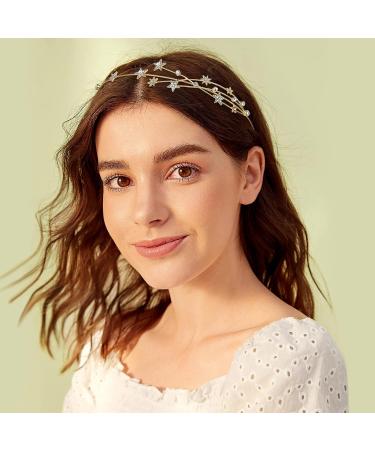 FRCOLOR Alloy Rhinestone Star Headband - Crystal Tiara Headband for Girls and Women in Golden - Buy Online on SooperMarket.com