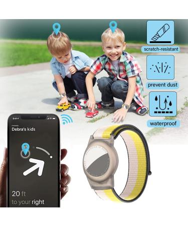 Dingfeiyu Airtag Wristband - Waterproof Adjustable Bracelet for Kids & Adults | Anti-Lost Nylon Band for Apple Airtag - Oatmeal - Buy Online on SooperMarket.com