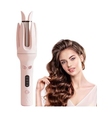 iFCOW Rotating Curling Iron Automatic Hair Curler Fast Heating Automatic Curling Iron with 4 Adjustable Temps for Hair Styling Pink