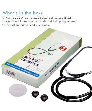 Buy Novamedic Classic Black Dual Head Stethoscope - 22-inch Adult Size for Nurses Doctors & Cardiac Care | International Shipping Available - Buy Online on SooperMarket.com