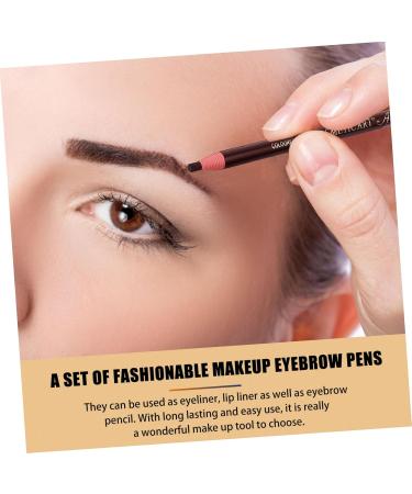 Mikinona Black Colored Pencils 10pcs Eyebrow Pencil Makeup Tools Brow Pencil and Brush Eyebrow Drawing Tools Girl Pretty Spool - Buy Online on SooperMarket.com